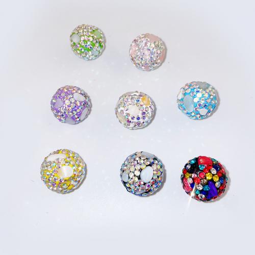 Polymer Clay Beads with Rhinestone Clay Pave & Shell Round DIY 16mm Approx 1.8mm Sold By Bag