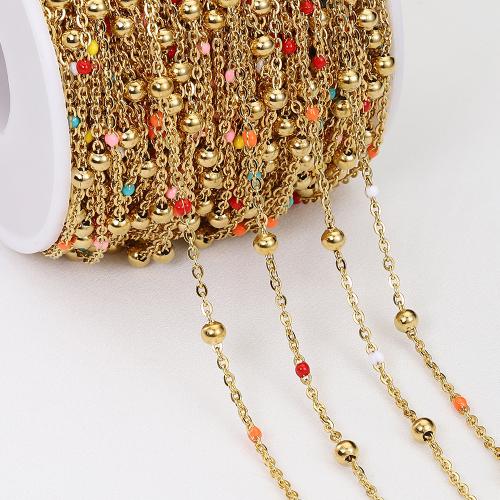 Stainless Steel Ball Chain 304 Stainless Steel Vacuum Ion Plating DIY & enamel mixed colors Approx Sold By Bag