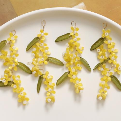 Hair Accessories DIY Findings Glass Beads with Acrylic Flower yellow Sold By PC
