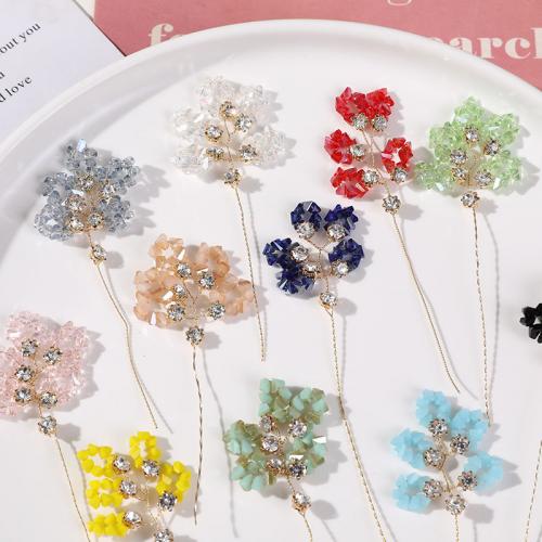 Hair Accessories DIY Findings Crystal with brass wire Flower with rhinestone Sold By PC