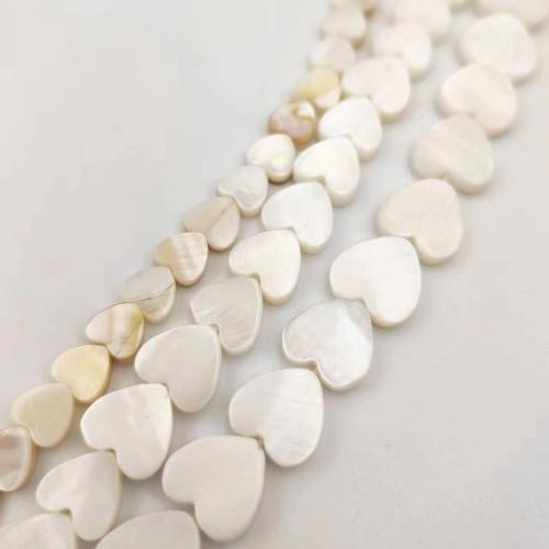 Naturlig Freshwater Shell Perler, Heart, du kan DIY & forskellig størrelse for valg, hvid, Solgt Per Ca. 38 cm Strand