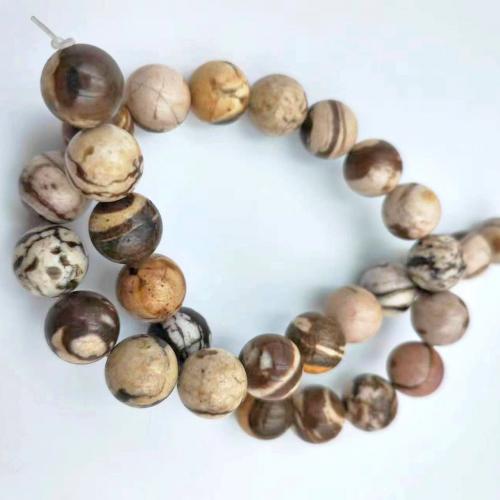 Perles bijoux en pierres gemmes, Jaspe de zèbre, Rond, DIY & normes différentes pour le choix, brun, Vendu par brin