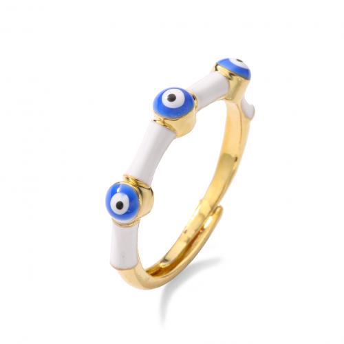 Evil Eye sieraden vinger ring, Messing, plated, voor vrouw & glazuur, meer kleuren voor de keuze, Verkocht door PC