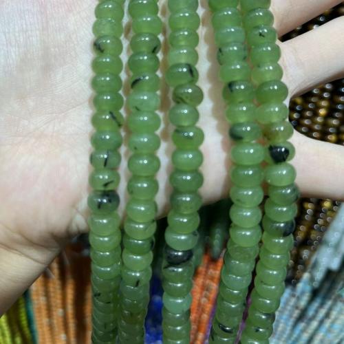 Koraliki z kameniem szlachetnym, Prehnit, liczydło, obyty, DIY, zielony, 5x8mm, sprzedawane na około 38 cm Strand