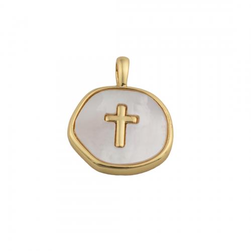 Brass Jewelry Pendants with White Shell 14K gold plated DIY nickel lead & cadmium free Approx 2mm Sold By PC
