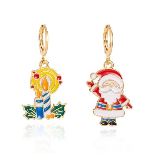 Christmas Earrings Zinc Alloy gold color plated Christmas Design & fashion jewelry & for woman & enamel nickel lead & cadmium free Sold By Pair