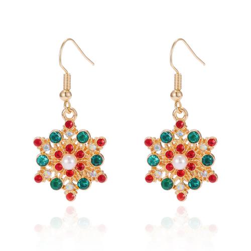 Christmas Earrings Zinc Alloy fashion jewelry & for woman & enamel & with rhinestone nickel lead & cadmium free Sold By Pair