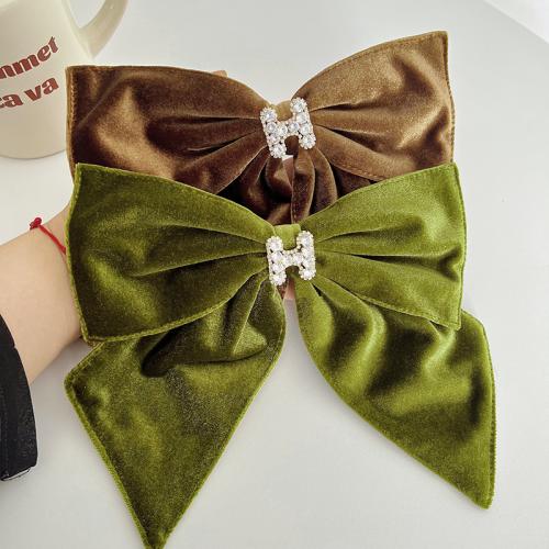 Hair Snap Clips Velour Bowknot fashion jewelry & with rhinestone Sold By PC