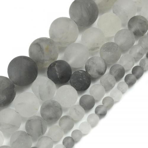 Φυσικό χαλαζία κοσμήματα χάντρες, Σύννεφο χαλαζία, Γύρος, γυαλισμένο, DIY & διαφορετικό μέγεθος για την επιλογή & παγωμένος, γκρί, Sold Per Περίπου 38 cm Strand
