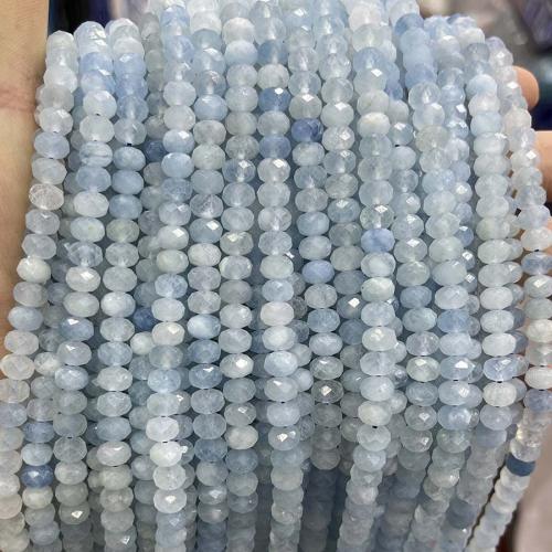 Gemstone Smycken Pärlor, Akvamarin, Abacus, DIY & fasetterad, havsblå, 4x6.50mm, Såld Per Ca 38 cm Strand