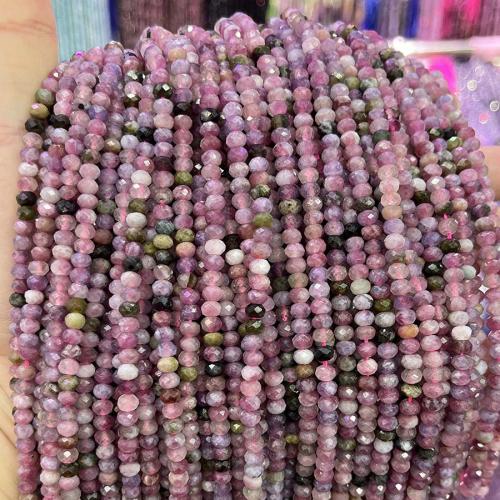 Gemstone Smycken Pärlor, Turmalin, Abacus, DIY & fasetterad, blandade färger, 3.50x5mm, Såld Per Ca 38 cm Strand