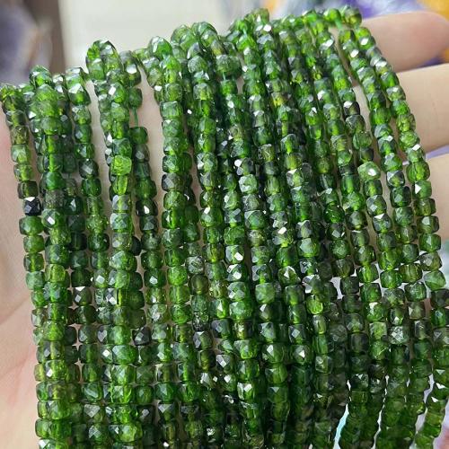 Gemstone Jewelry Beads Diopside Square DIY & faceted green 4mm Sold Per Approx 38 cm Strand