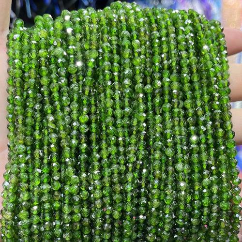 Gemstone Smycken Pärlor, Diopsid, Rund, DIY & olika storlek för val & fasetterad, grön, Såld Per Ca 38 cm Strand