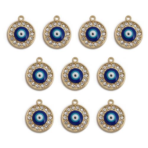 Evil Eye Pendants, Zinc Alloy, gold color plated, Different Shape for Choice & DIY & evil eye pattern & micro pave cubic zirconia & enamel, more colors for choice, nickel, lead & cadmium free, 10PCs/Bag, Sold By Bag