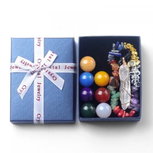 Natural Gemstone Jewelry Sets with Wax Cord Cross fashion jewelry Sold By Box