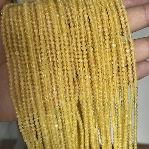 Gemstone Jewelry Beads, Amber, Round, DIY, yellow, 3.30mm, Approx 140PCs/Strand, Sold By Strand