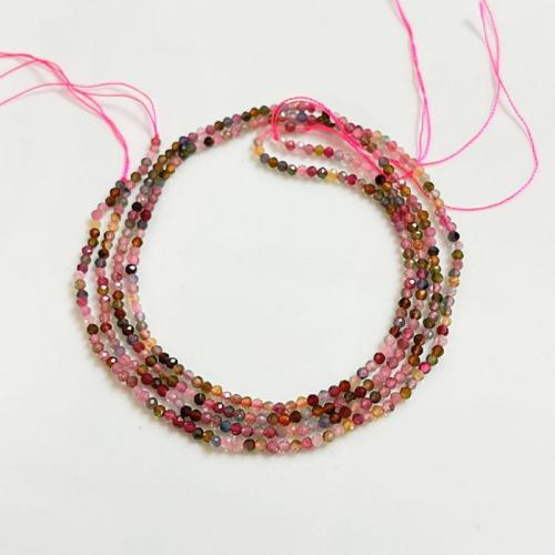 Perles bijoux en pierres gemmes, tourmaline, Rond, DIY & normes différentes pour le choix, multicolore, Vendu par Environ 39 cm brin