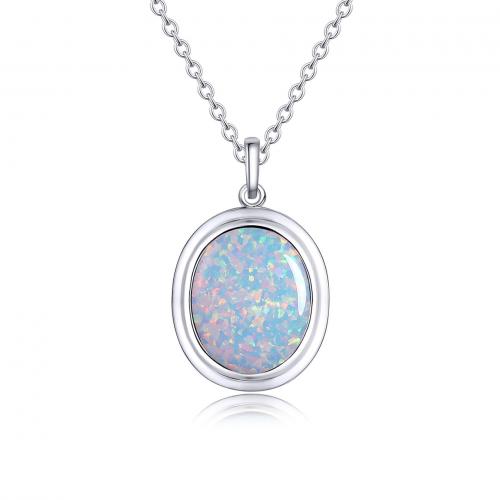 925 Sterling Silver Pendant with Opal Oval DIY & for woman nickel lead & cadmium free Sold By PC