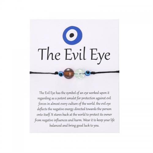 Evil Eye Jewelry Bracelet Wax Cord with Resin handmade fashion jewelry & Unisex & evil eye pattern & adjustable Length Approx 16-26 cm Sold By PC