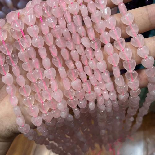 Grânulos de quartzo rosa natural, Coração, DIY, rosa, 10mm, vendido para Aprox 39 cm Strand