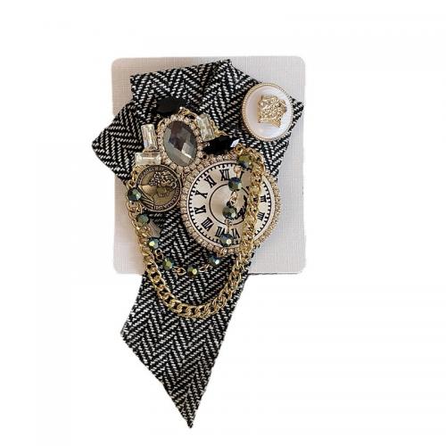 Fashion Brooch Jewelry Brass with Polyester fashion jewelry & Unisex & with rhinestone nickel lead & cadmium free 140mm Sold By PC