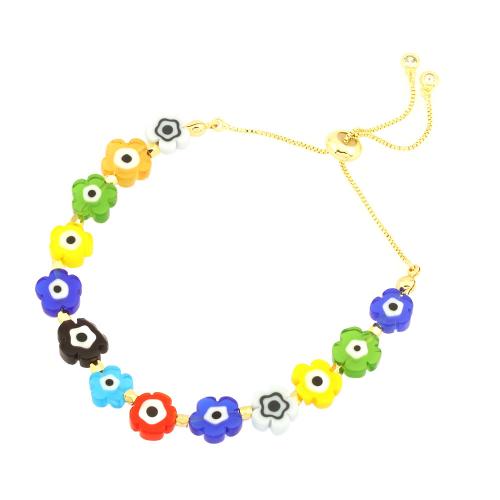 Evil Eye Jewelry Bracelet Brass with Resin handmade fashion jewelry & for woman gold nickel lead & cadmium free Approx 4mm Length Approx 16-22 cm Sold By PC