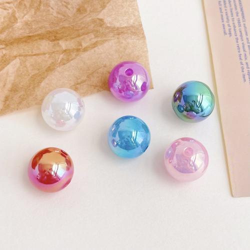 Belagte akryl perler, Runde, UV plating, du kan DIY, flere farver til valg, 15mm, Ca. 200pc'er/Bag, Solgt af Bag