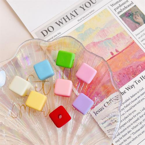 Belagte akryl perler, Square, ovntørrende lak, du kan DIY, flere farver til valg, 14mm, Ca. 200pc'er/Bag, Solgt af Bag
