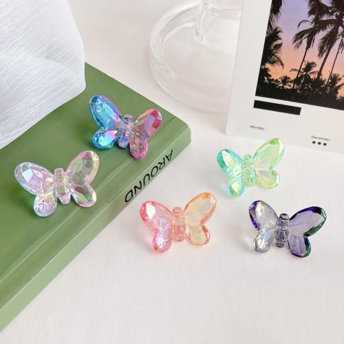 Belagte akryl perler, Butterfly, UV plating, du kan DIY, flere farver til valg, 33.50x25mm, Ca. 200pc'er/Bag, Solgt af Bag