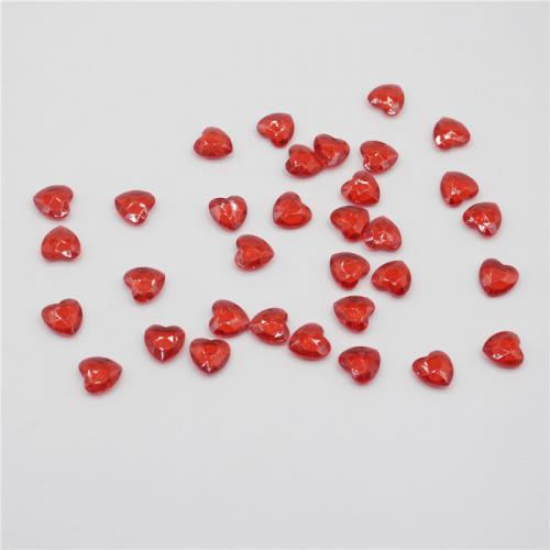 Akril nakit Beads, Srce, injekcijsko prešanje, možete DIY & nema rupe, crven, 12x12x4mm, Prodano By PC