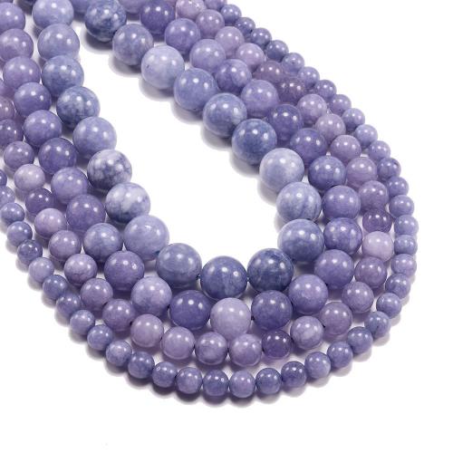 Perles bijoux en pierres gemmes, aigue-marine, Rond, poli, DIY & normes différentes pour le choix, violet, Vendu par Environ 38 cm brin
