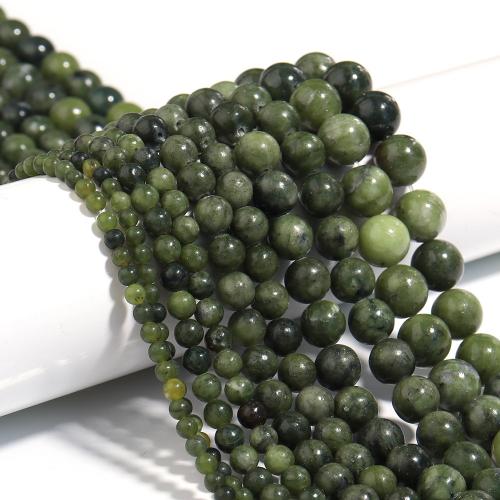 Natural Jade Beads Southern Jade Round DIY green Sold Per Approx 38 cm Strand