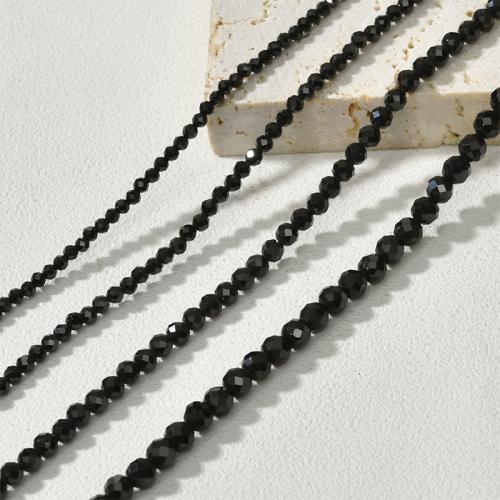 Gemstone Jewelry Beads Black Spinel Round DIY black Approx 0.8mm Sold By Strand