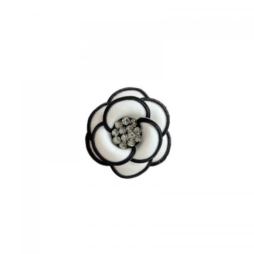 Fashion Brooch Jewelry Polyester with Brass Flower for woman & with rhinestone 58mm Sold By PC