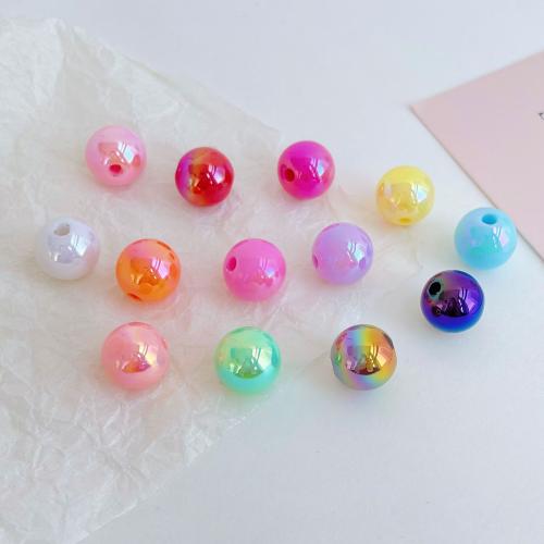 Belagte akryl perler, Runde, UV plating, du kan DIY, flere farver til valg, 12mm, Ca. 500pc'er/Bag, Solgt af Bag