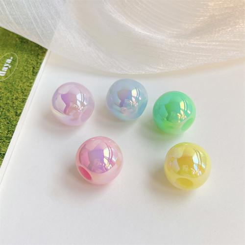 Belagte akryl perler, Runde, UV plating, du kan DIY, flere farver til valg, 17x15mm, Ca. 200pc'er/Bag, Solgt af Bag