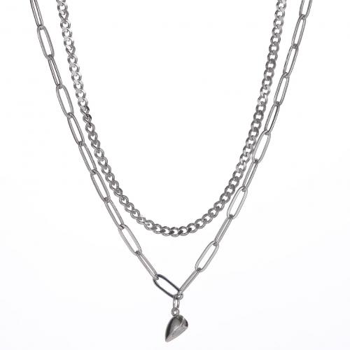 Couple Necklace Titanium Steel with 5CM extender chain polished Unisex original color Length Approx 50 cm Sold By PC