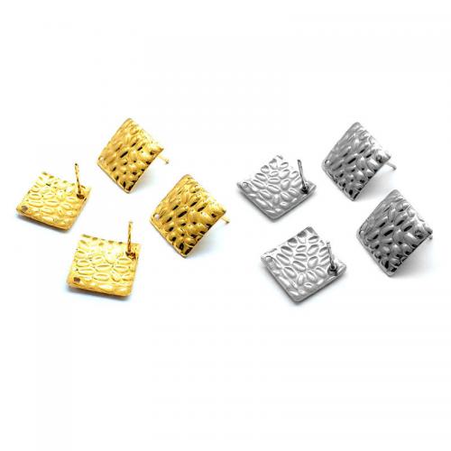 Stainless Steel Earring Stud Component 304 Stainless Steel Square plated DIY Sold By Bag