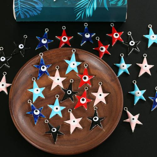 Evil Eye Pendants Zinc Alloy with Resin Star gold color plated DIY & enamel Approx Sold By Bag