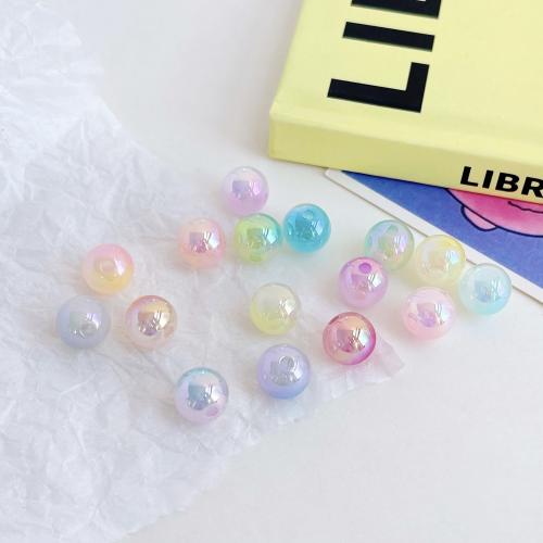Belagte akryl perler, Runde, UV plating, du kan DIY, flere farver til valg, 14mm, Ca. 300pc'er/Bag, Solgt af Bag