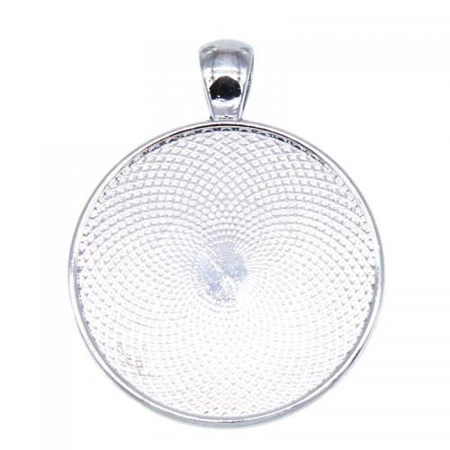 Zinc Alloy Pendant Cabochon Setting Flat Round platinum color plated DIY nickel lead & cadmium free Inner Approx 30mm Approx Sold By Bag