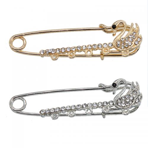 Zinc Alloy Brooch Finding Swan plated DIY & with rhinestone nickel lead & cadmium free Approx Sold By Bag