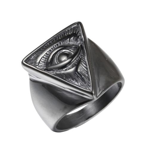 Evil Eye Jewelry Finger Ring 304 Stainless Steel Triangle Vacuum Ion Plating vintage & fashion jewelry & Unisex 20mm Sold By PC