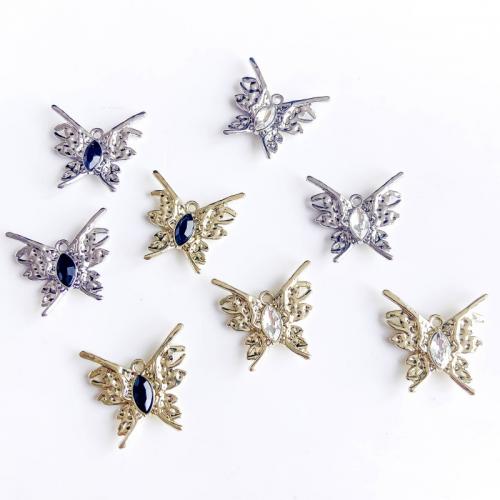 Zinc Alloy Animal Pendants Butterfly plated DIY & micro pave cubic zirconia Sold By PC