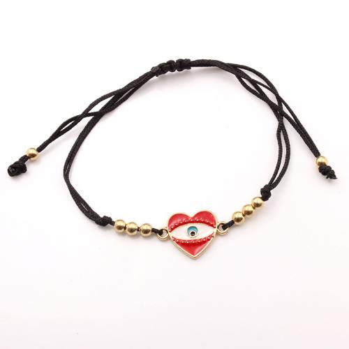 Zinc Alloy Bracelet with Polyester Cord plated & for woman & enamel & with rhinestone Length Approx 11.8 Inch Sold By PC