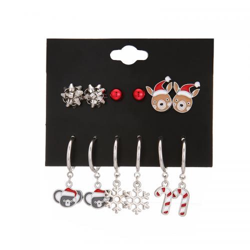 aleación de zinc Aretes, chapado, Joyas de Navidad & para mujer & esmalte, earring length 5-35mm, Vendido por Set