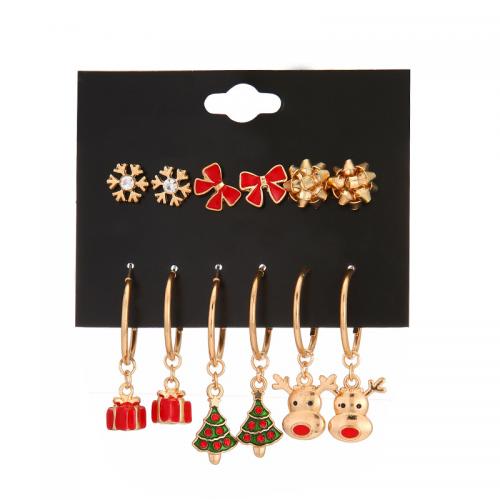 سبائك الزنك مجموعة قرط, مطلي, مجوهرات عيد الميلاد & للمرأة & مينا & مع حجر الراين, earring length 10-40mm, تباع بواسطة تعيين