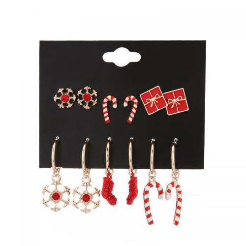 Zinc Alloy Oorbel Set, plated, Kerst sieraden & voor vrouw & glazuur & met strass, earring length 10-40mm, Verkocht door Stel