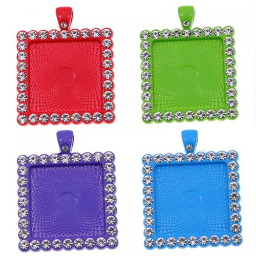 Zinc Alloy Pendant Cabochon Setting Square stoving varnish DIY & with rhinestone nickel lead & cadmium free Inner Approx 25mm Approx Sold By Bag