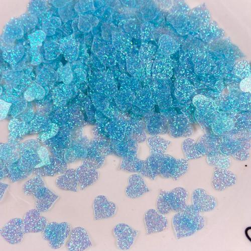 Plastic Sequin PET with Glitter Heart DIY 9mm Sold By Bag